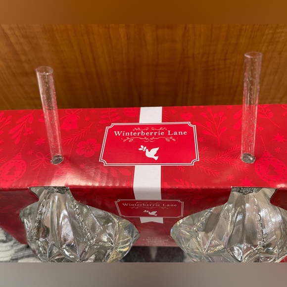 Christmas Ornament Iridescent Glass Sipper Straw Set of 2 Winterberrie Lane NWT - Picture 3 of 4